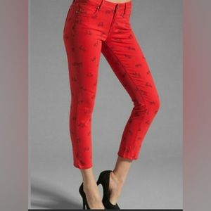 Paige Jeans Kylie Crop red & black bicycle print